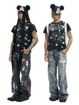 Punk Star Print Slim Cuffed Tee