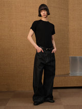 Slant Fly Flared Raw Denim Pants