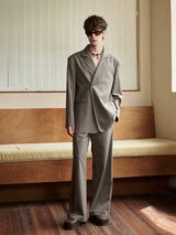 Casual Notched Lapel Wool Blend Blazer