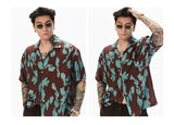 Turquoise Marbled Camp Collar Aloha Shirt