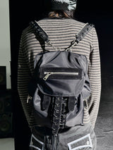 Black Nylon Adjustable Bucket Backpack