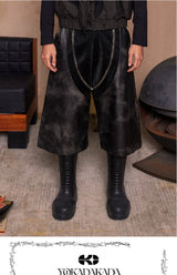 Punk Loose Leather Zippered Cropped Pants