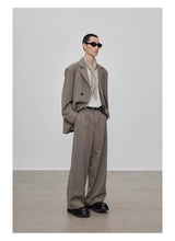 Adjustable Waist Wool Blend Dress Pants