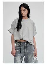 Crew Neck Raw Hem Short-Sleeve Tees