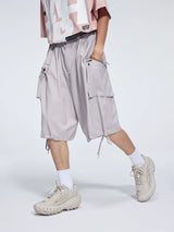 Casual Three Color Pocket Drawstring Shorts
