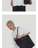 Embroidered Metal Logo Nylon Tote Bag