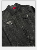 Loose Heavy Washed Distressed Denim Jacket