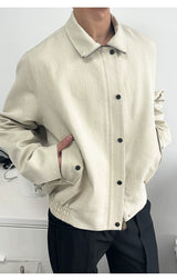 Turquoise Lyocell Wrinkle Stand Collar Jacket