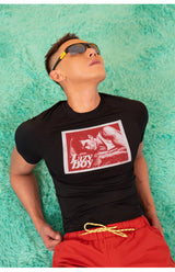 Black Vintage Portrait Print Slim Tees