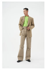 Men's Double Buckle Pleated Casual Pants