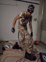 Detachable Bow Wide Leg Camo Pants