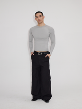 Black Gray Lightweight Washed Parachute Pants
