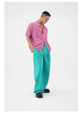 Multicolor Men's Loose Straight Cotton Pants