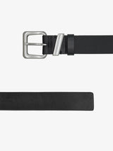 Unisex Rectangular Brass Buckle Leather Belt