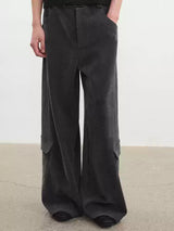 Faded Gray Side Pocket Corduroy Pants