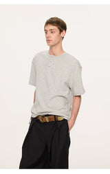 Couple Amber Waffle Boxy Henley Tees