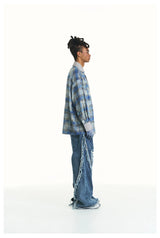 Loose Fit Distressed Washed Cotton Jeans