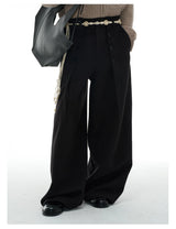 Pleated Wool Resin Button Pants