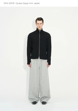 Double Zipper Thick Wool Knitted Jacket