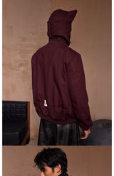 Cat Ear Zip Hooded Work Jacket