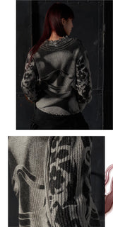 Distressed Knight Armor Print Sweater