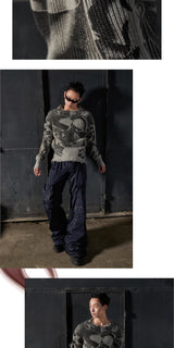 Distressed Knight Armor Print Sweater