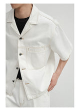 Cropped Contrast Cuban Collar Shirt Jacket