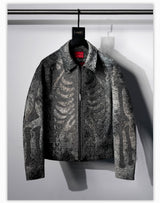 Dark Skeleton Embroidery Boxy Coat