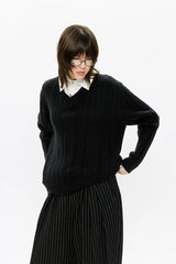Men's Mock Shirt Collar Cable Sweater