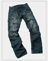 Distressed Washed Blue Straight Leg Jeans