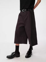 Side Pocket Striped Corduroy Capri Pants