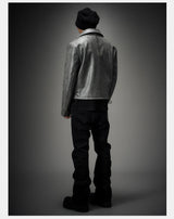 Vintage Stand Collar Biker Jacket