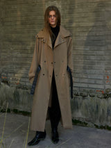 Long Loose Stand Collar Trench Coats