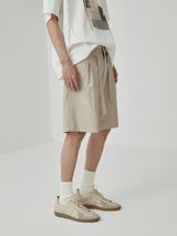 Draped Drawstring Elastic Waist Pleated Shorts