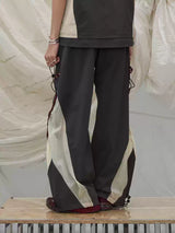 Contrast Paneled Double Cuffed Nylon Pants
