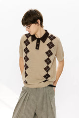 Men's Summer Contrast Diamond Knit Polo