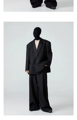 Men's Cropped Black Padded Drapey Blazer