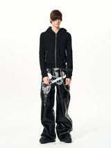 Men's Black Skull Cross Zip Hoodie