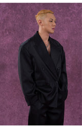 Men's Loose Vintage Satin Blazer