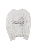 Printed Cropped Long Sleeve Lyocell Tee