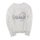 Printed Cropped Long Sleeve Lyocell Tee