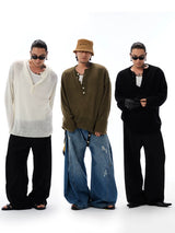 Men's Mohair Henley Sweater
