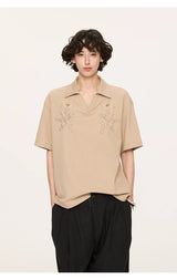 Embroidered Seagull V-neck Polo Shirts