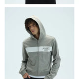 Two-Tone Cotton Embroidered Crop Zip Hoodie
