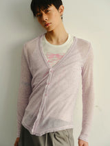Frayed Slim Cutout Deep V-Neck Cardigan