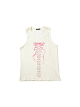 Bow Strap Print Ribbed Tank Top