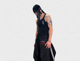 Double Waistband Two-In-One Black-Red Racing Pants