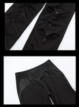 Unisex Deconstructed Black Patchwork Straight Jeans