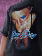 Gray Distressed Rhinestone Print Men's Tee