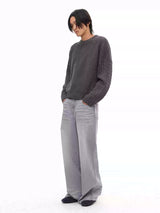 Cable Knit Cotton Drop Shoulder Sweater